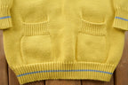 Vintage 1990s Knitted Striped Big Button Sweater / Vintage 90s Yellow Crewneck / Pattern Sweater / Outdoor / Pullover Sweatshirt
