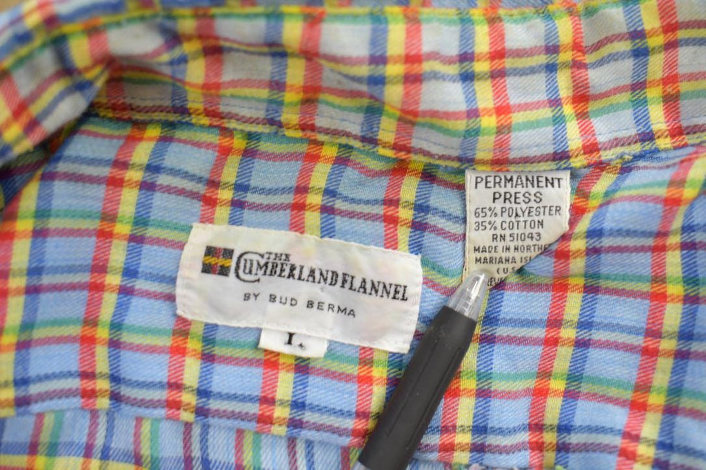 Vintage 1960s Cumberland Flannel Check Button Up Shirt  1960's Button Up  Vintage Flannel  Made In USA  Pattern Button Up  Bud Berma