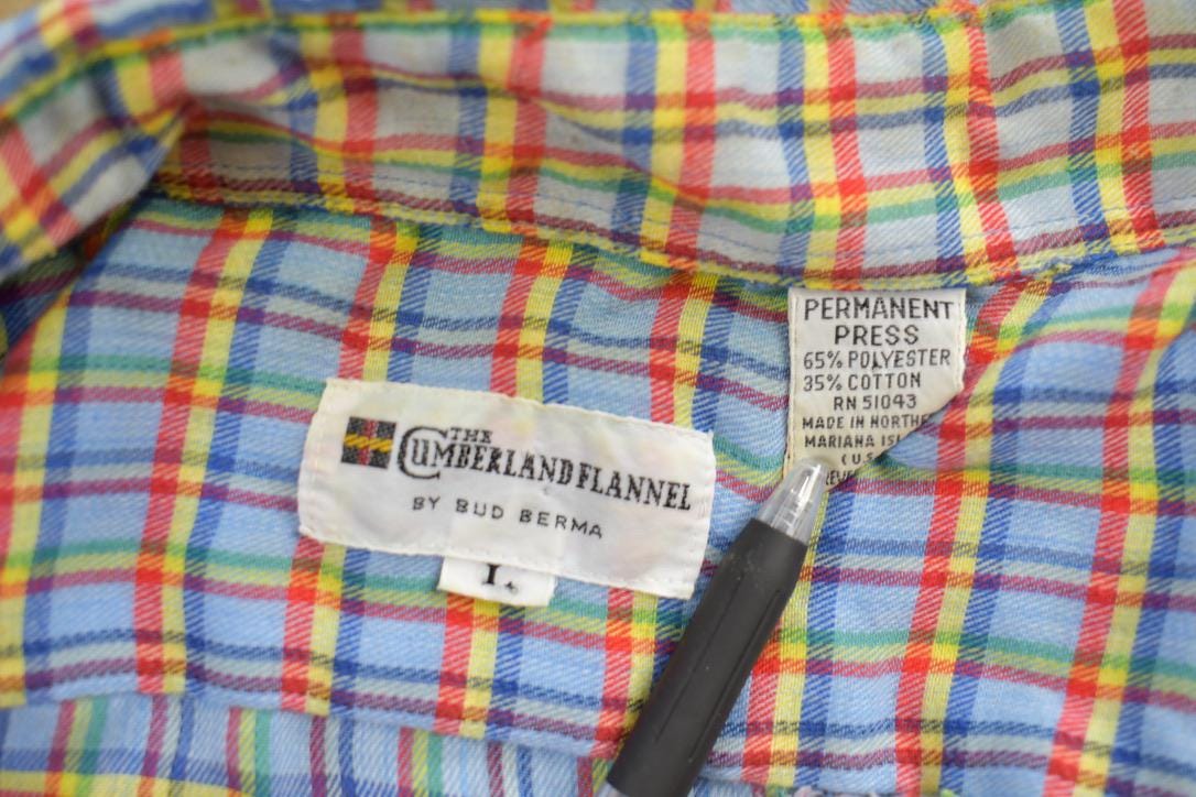 Vintage 1960s Cumberland Flannel Check Button Up Shirt  1960's Button Up  Vintage Flannel  Made In USA  Pattern Button Up  Bud Berma