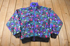 Vintage 1990s Cabin Creek All Over Print Zip Up Fleece Sweater Size S