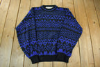Vintage 1990s McGregor Knit Abstract Pattern Crewneck Sweater Men's Medium