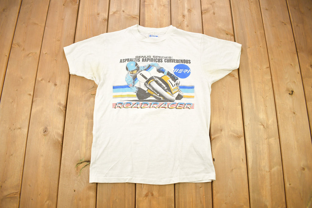 Vintage 1980s Road Racer MERI Speed Bike Graphic T Shirt