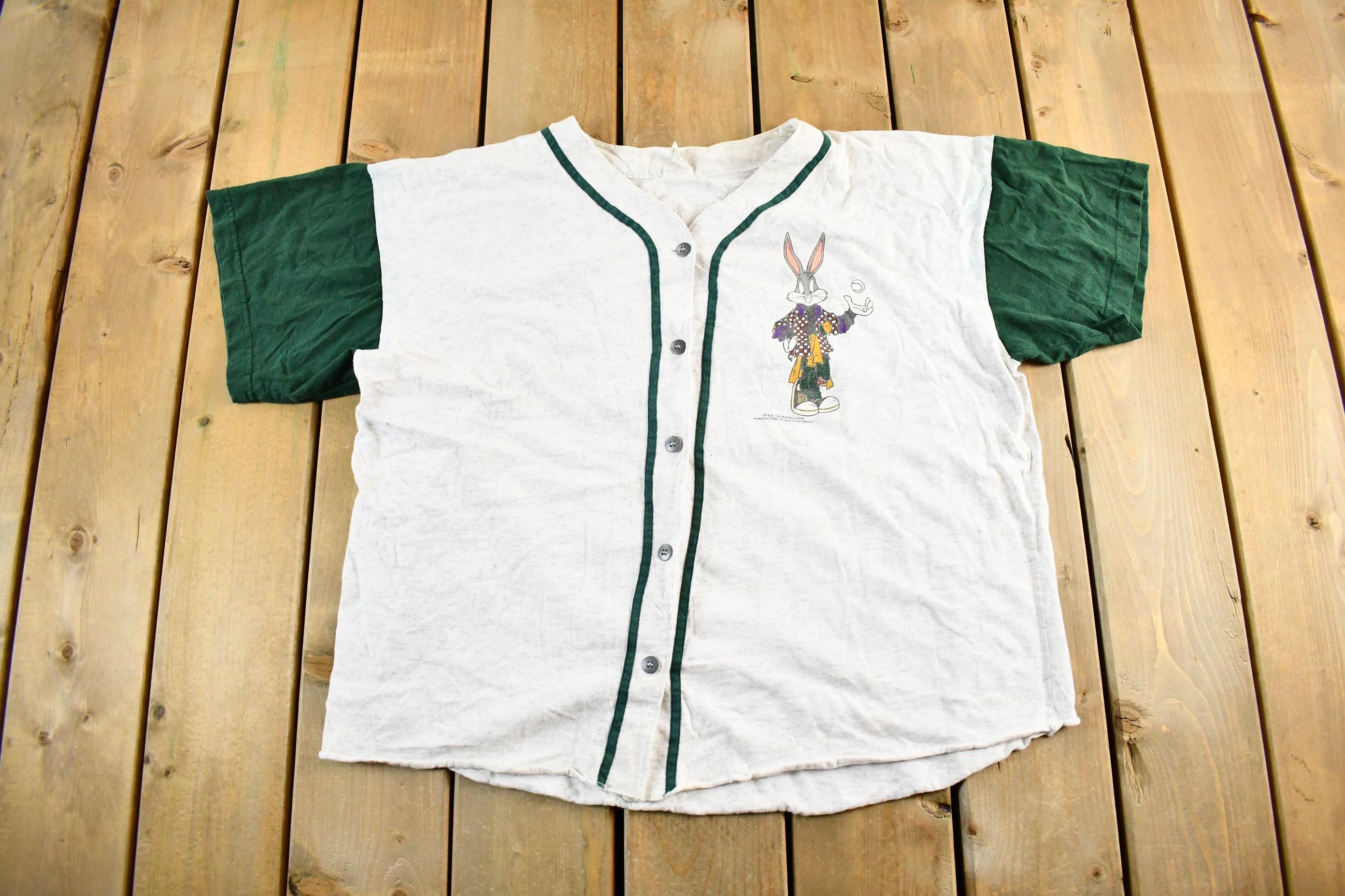 Vintage 1994 Looney Tunes Bugs Bunny Taz Baseball Jersey Shirt Men's XL
