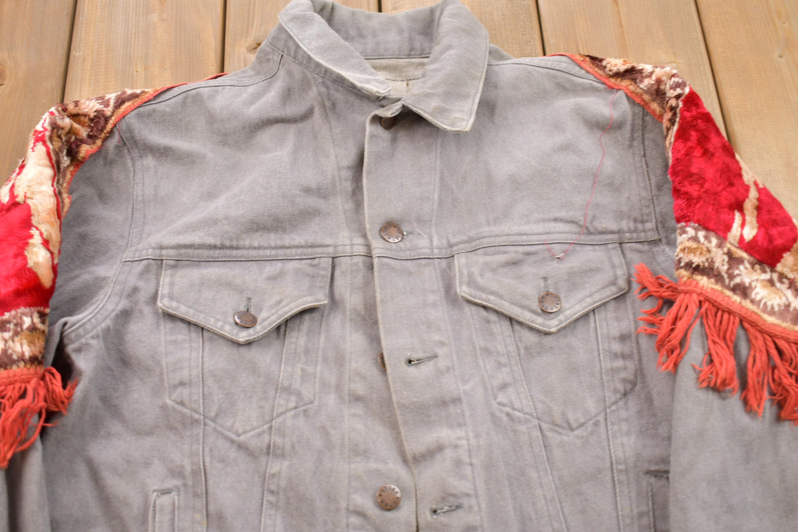 Vintage 1990s Denim Carpet Jean Jacket  Vintage Denim  Streetwear  Vintage Fall Outerwear  Fall Jacket  Levi's denim  Rug Jacket