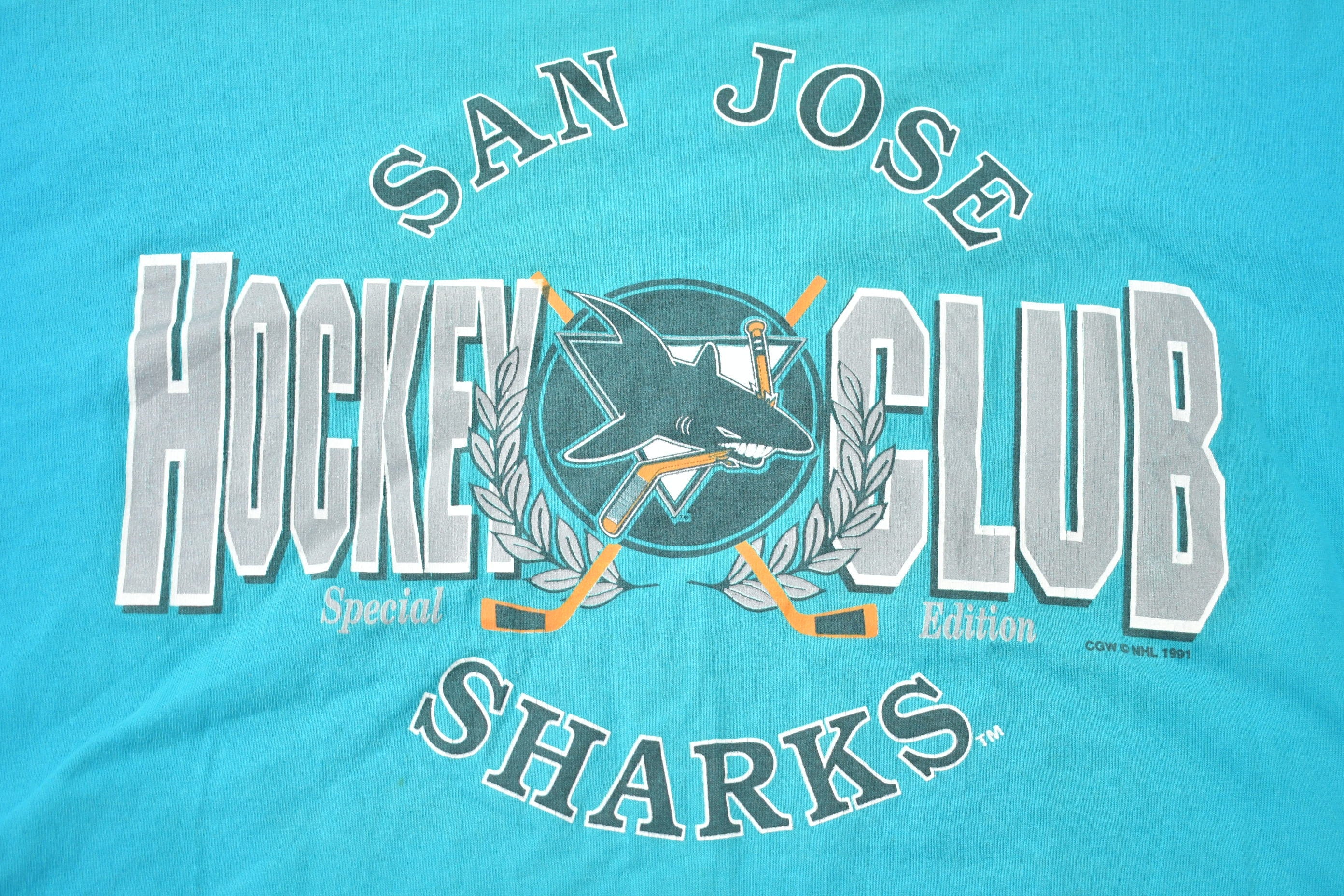 Vintage 1991 San Jose Sharks Hockey Club NHL Graphic T-Shirt