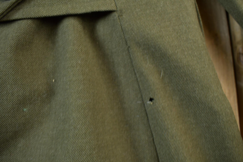 Vintage 1940s World War 2 Military Button Up Wool Overcoat