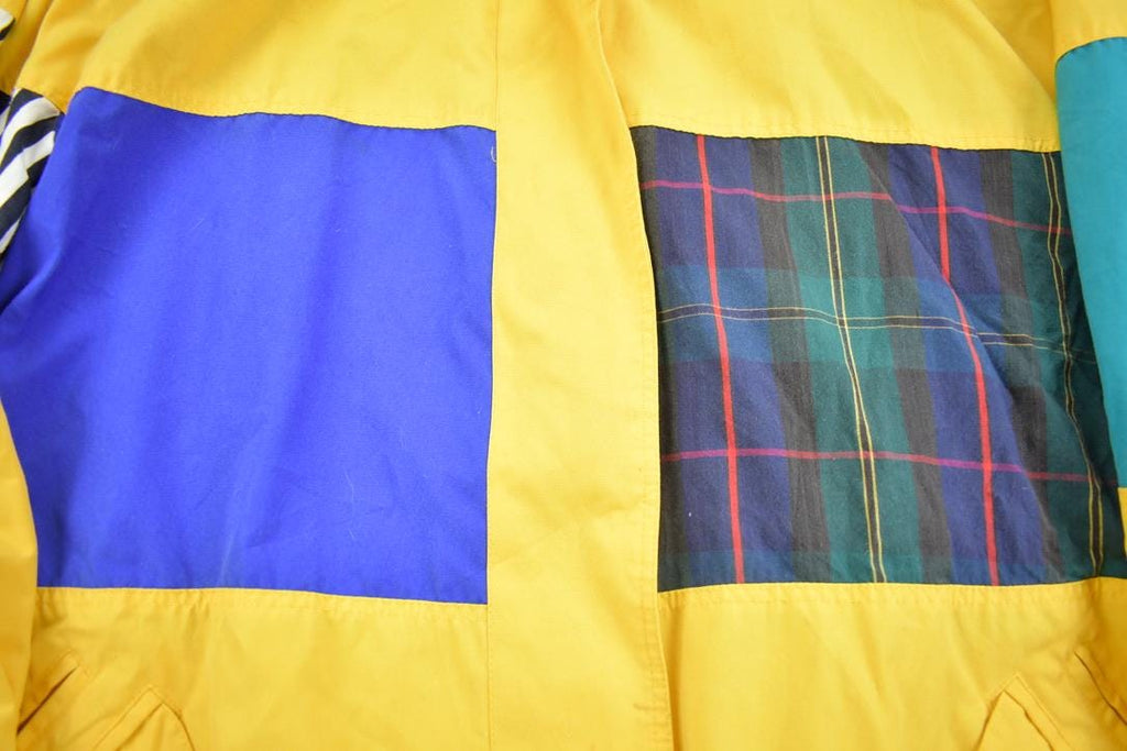Vintage 1990s Mulberry Street Yellow Patchwork Sport Rain Jacket