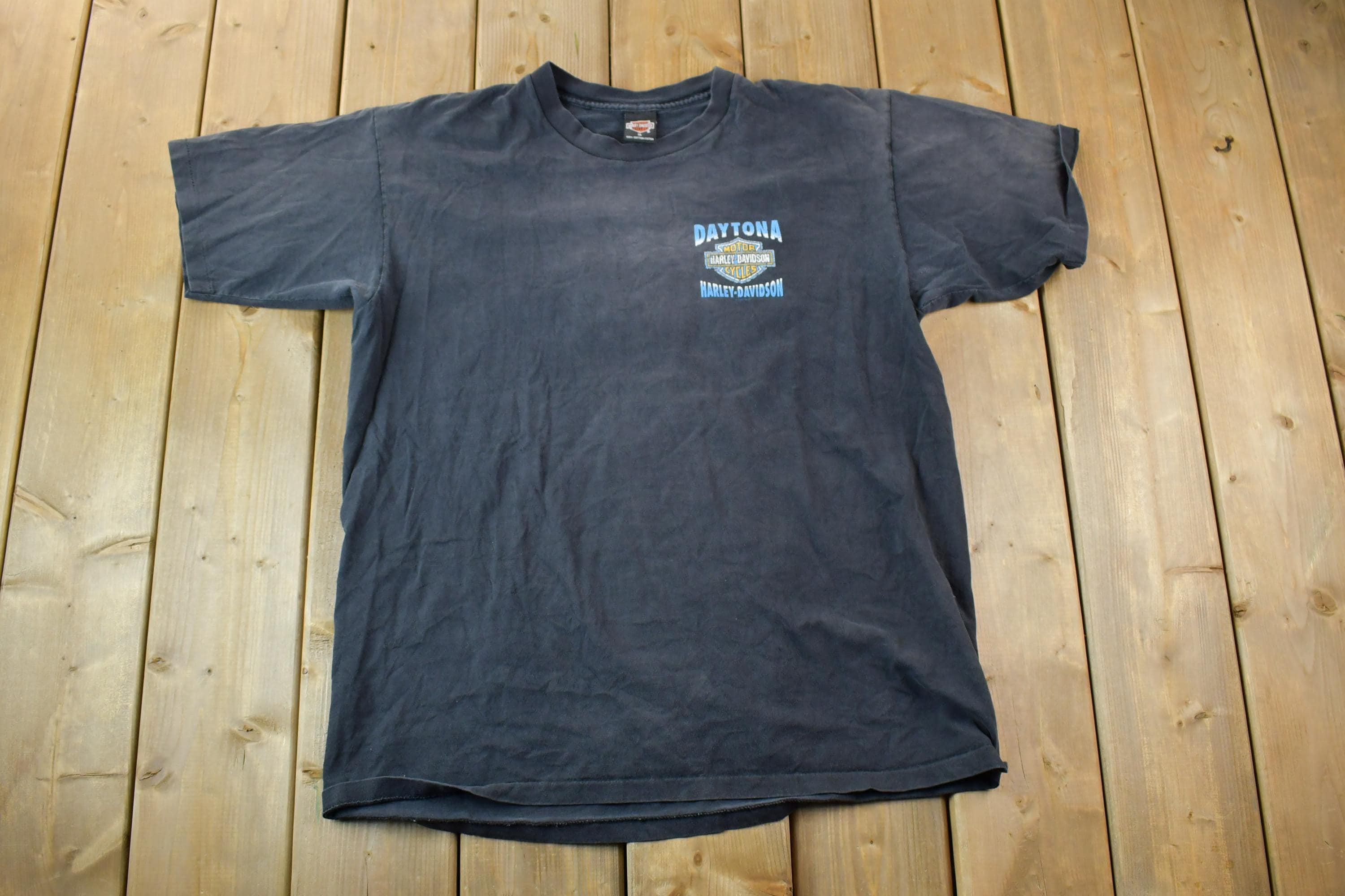 Vintage 1990s Daytona Beach Harley Davidson Motorcycles Graphic T-Shirt