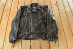 Vintage 1980s Diamond Plate Buffalo Leather Biker Motorcycle Jacket Men's 2XL