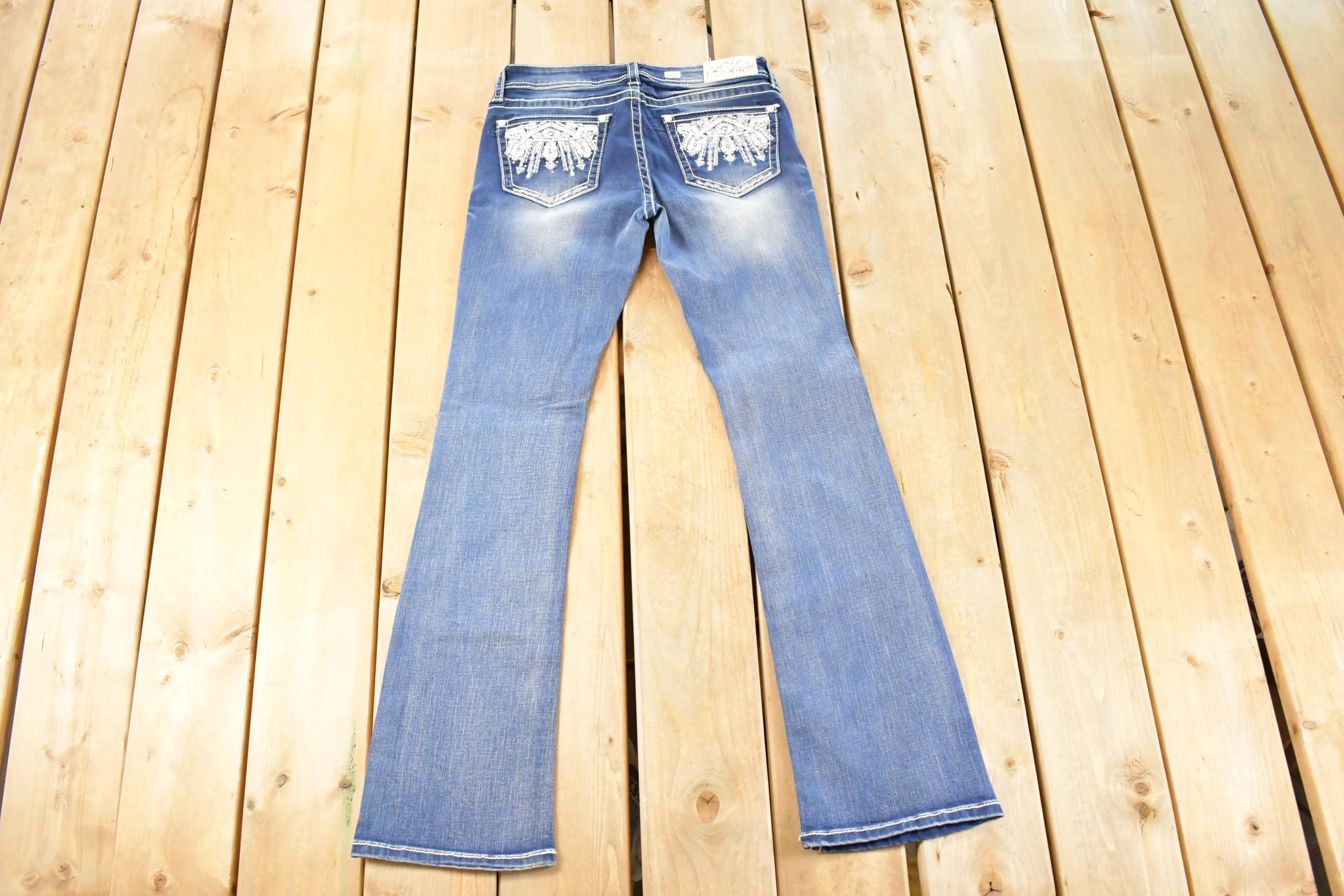 Vintage Deadstock Y2K Grace LA Bedazzled Low Rise Jeans Women's Size 27 x 32