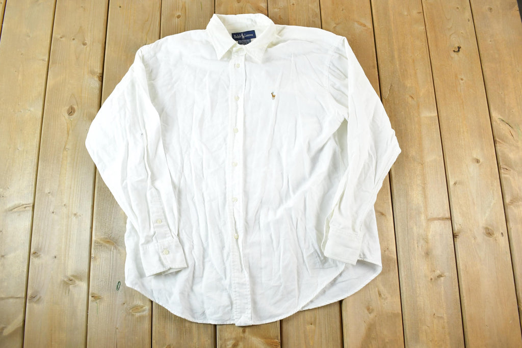 Vintage 1990s Ralph Lauren Pure White Button Up Shirt Men's L