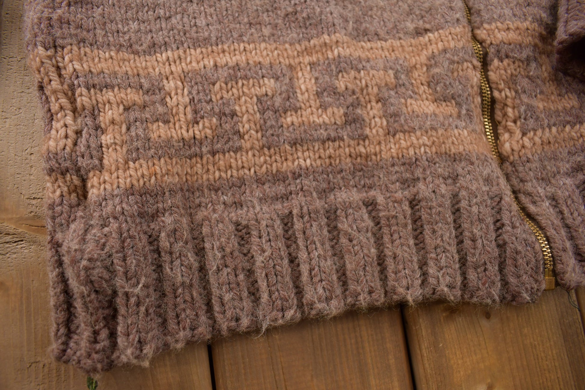 Vintage 1970s Wool Full Zip Knit Sweater