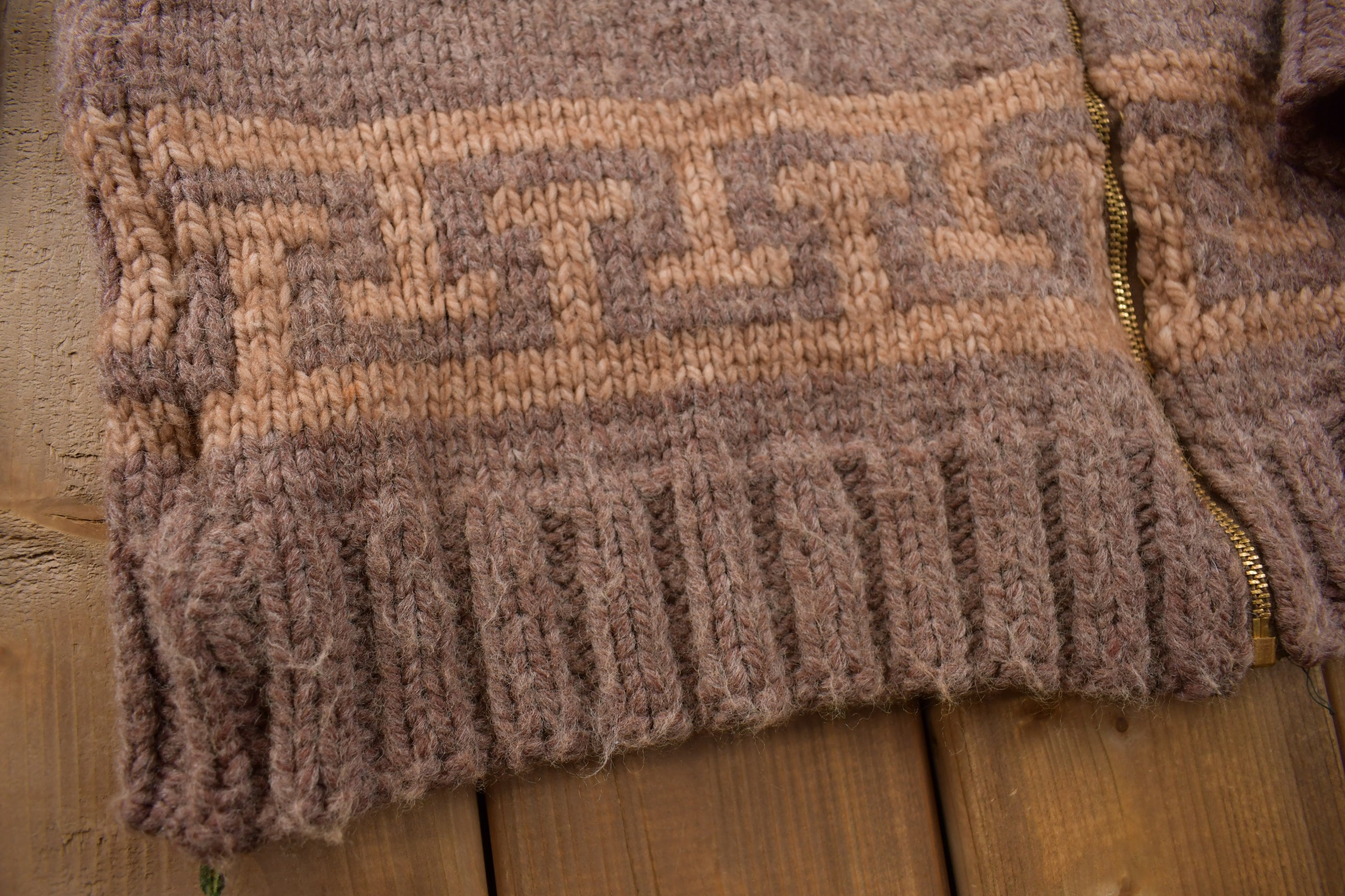 Vintage 1970s Wool Full Zip Knit Sweater