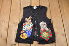 Vintage 1990s Arriviste Cute Dog Embroidered Knitted Vest
