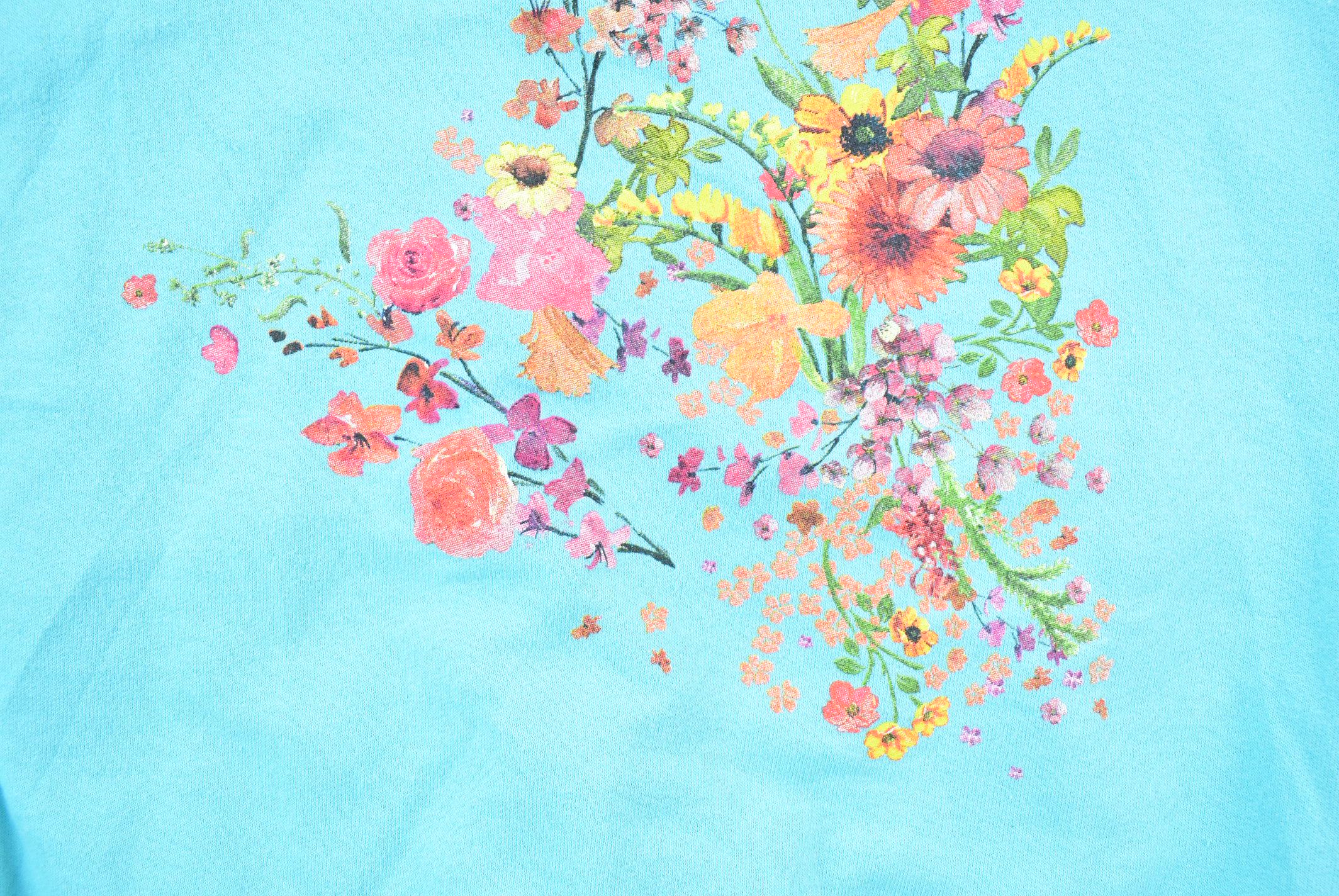 Vintage 1990s Hummingbird Floral Print Cute Crewneck Sweater