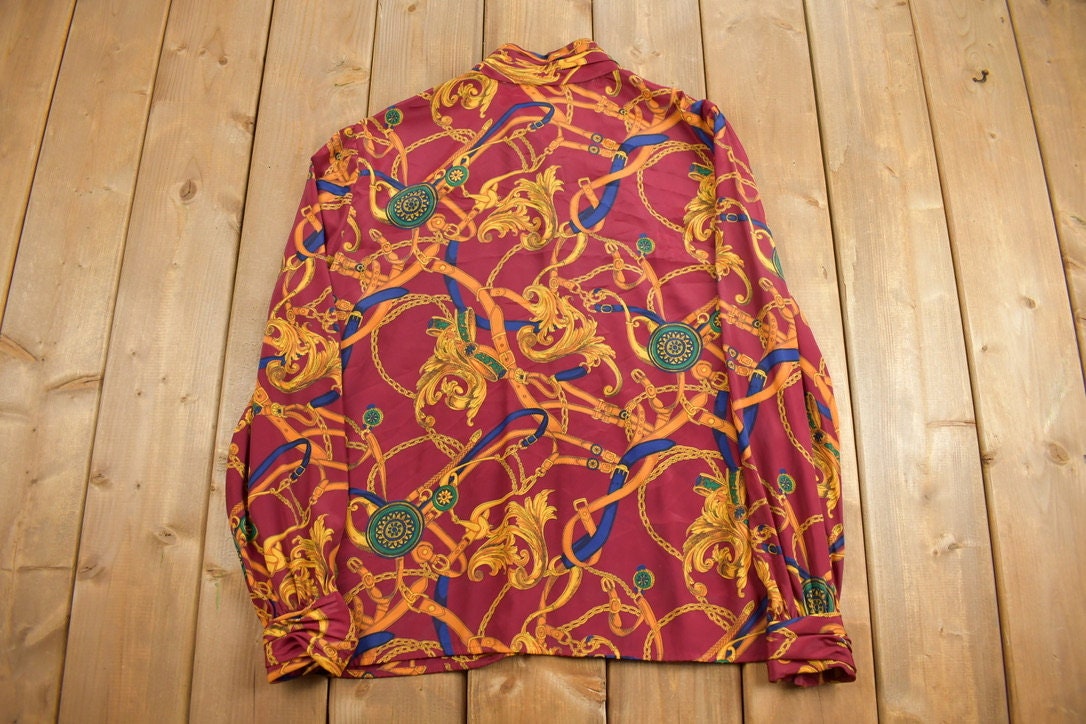Vintage 1990s Equestrian Theme AP Ltd Button Up Womens Blouse
