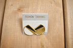 Vintage 1980s Black White & Gold Earrings