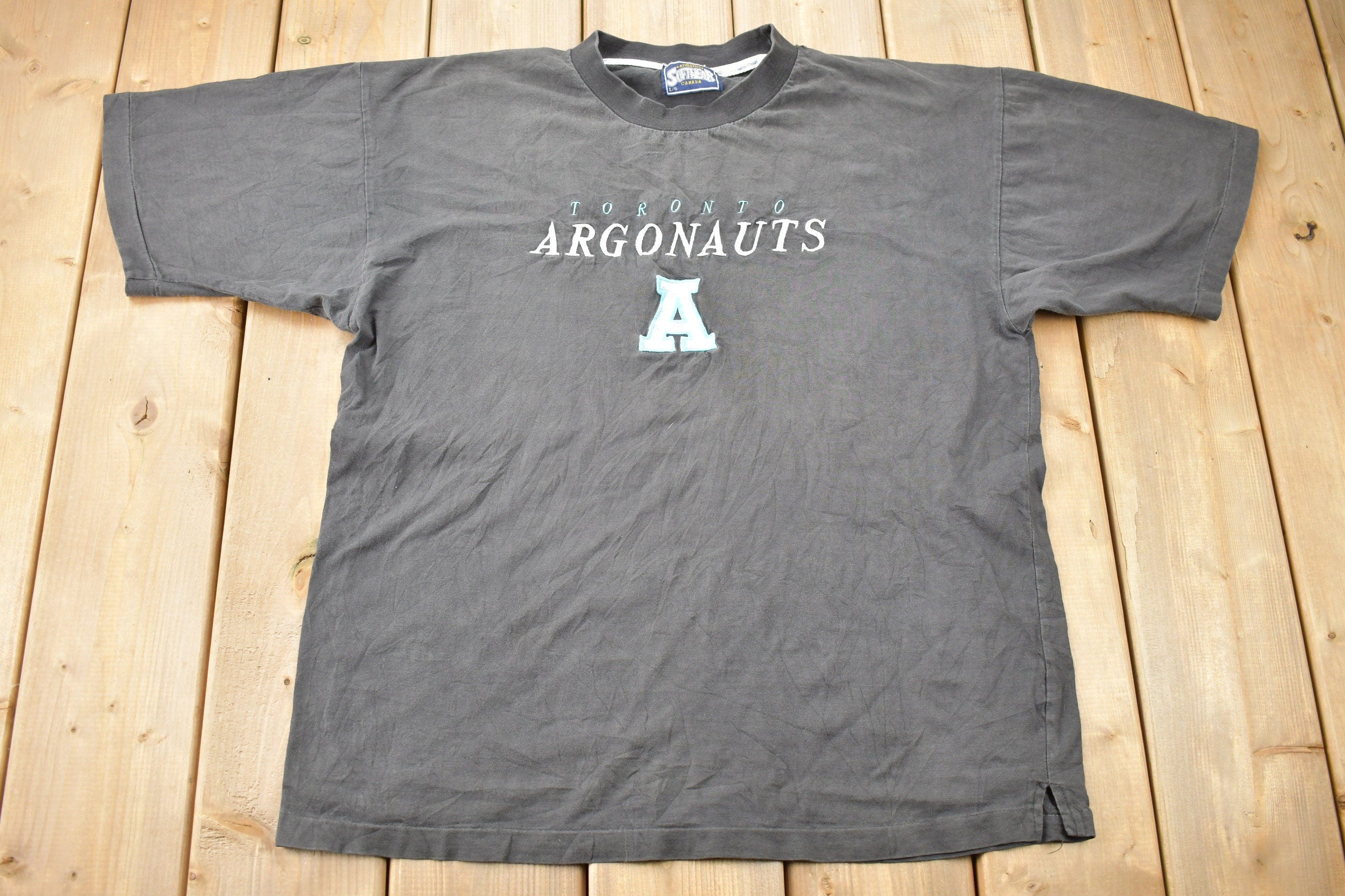 Vintage 1990s Toronto Argos Embroidered Graphic T-Shirt  CFL Tee  Americana  Sportswear  Athletic  Faded  Fan Gear  CFL  Football