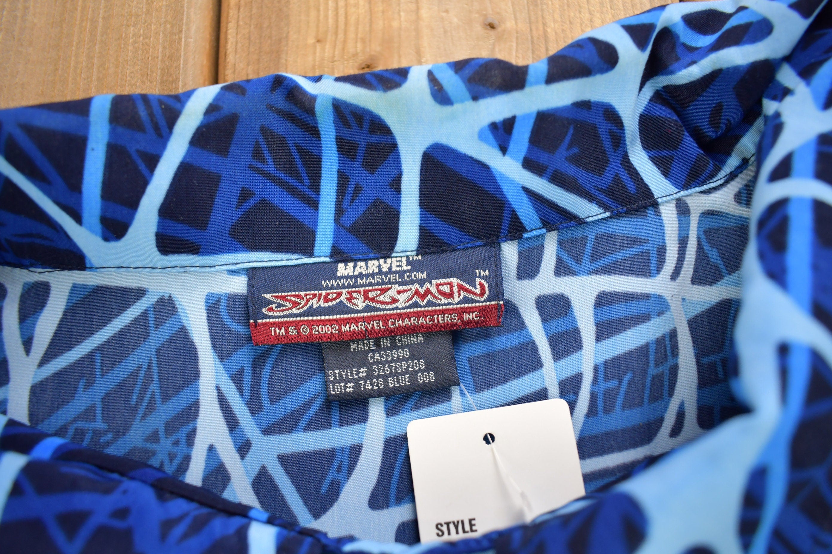 Vintage 2002 Spiderman All Over Print Button Up T-Shirt