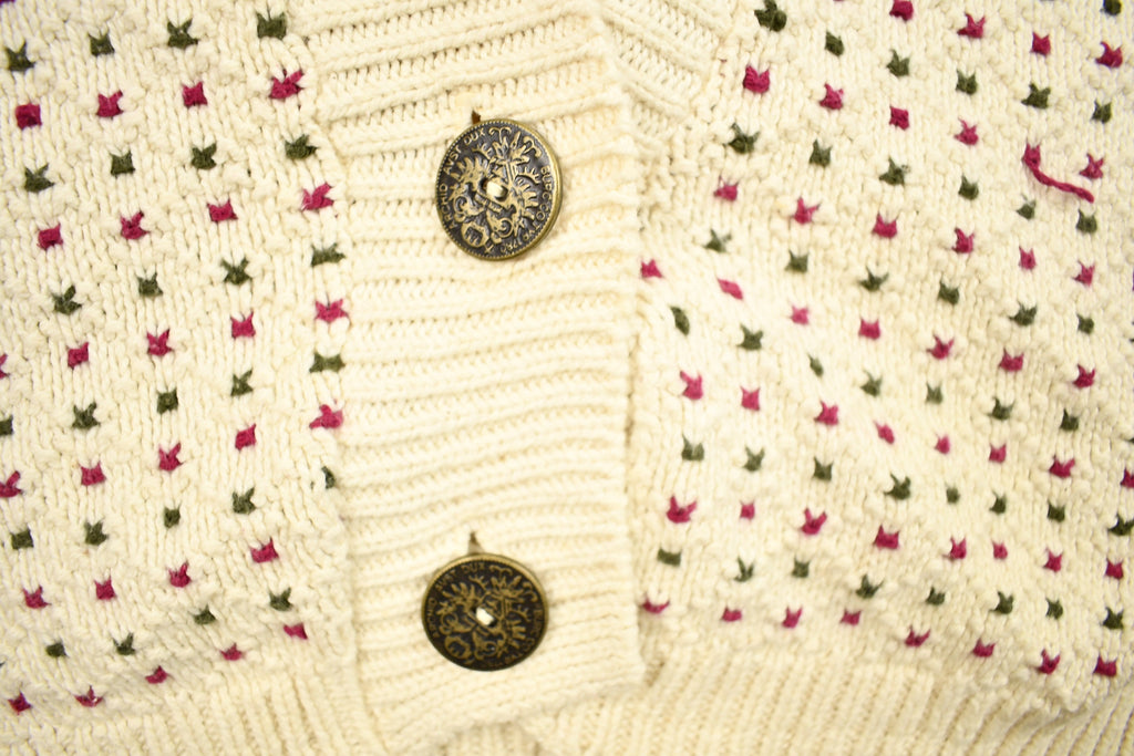 Vintage 1990s United States Sweaters Cardigan Sweater  Vintage Cardigan  Button Up  Size Medium  Embroidered  Made In USA