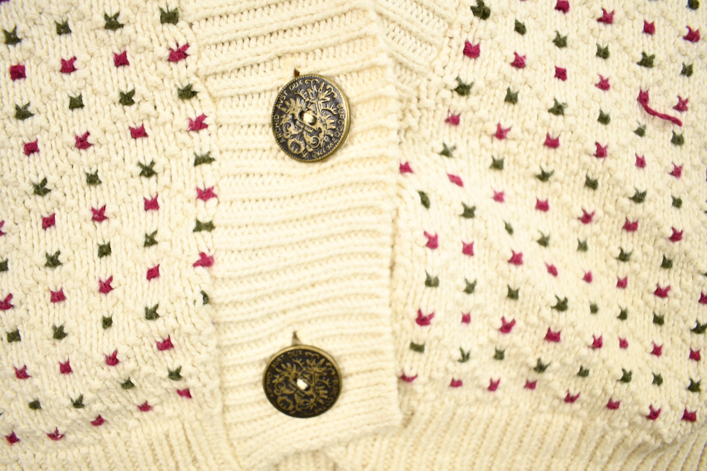 Vintage 1990s United States Sweaters Cardigan Sweater  Vintage Cardigan  Button Up  Size Medium  Embroidered  Made In USA
