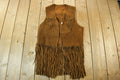 Vintage 1960s Genuine Leather Western Fringe Vest Jacket