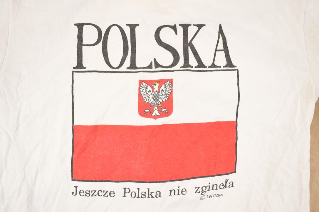 Vintage 1990s Polska Big Flag Graphic Print Souvenir T-Shirt Men's M