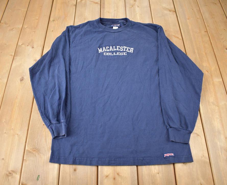 Vintage 1990s Macalester College Jansport Embroidered Long T-Shirt Made In USA
