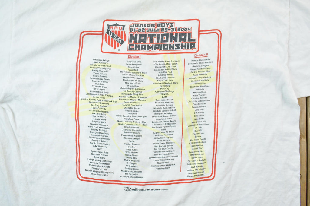 Vintage 2004 Junior Boys National Championship Disney Sports T-Shirt