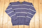 Vintage 1990s Eddie Bauer Striped Knit Crewneck Sweater Men's L