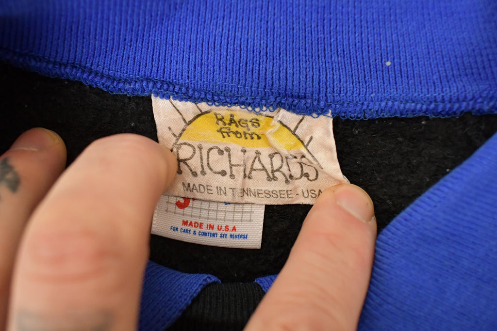 Vintage 1990s Ragz From Richards Embroidered Music Notes Collared Sweatshirt Mens M