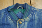 Vintage 1990s Luna Pier Denim Varsity Jacket