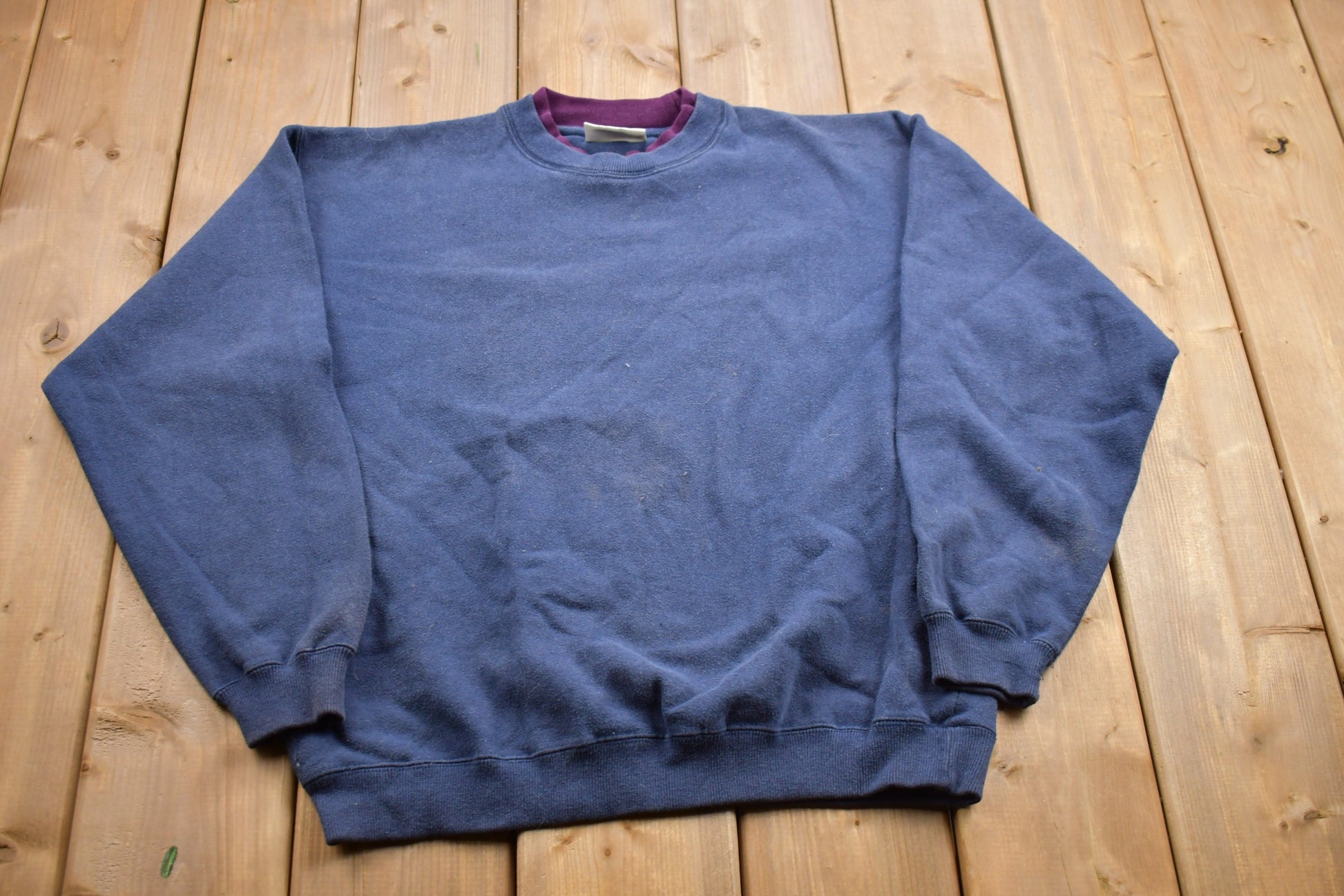 Vintage 1990s Blank Navy Blue Crewneck Sweatshirt