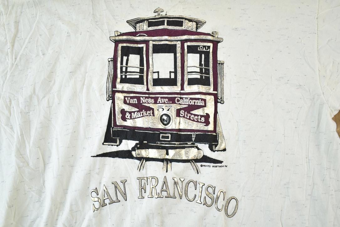 Vintage 1990s San Francisco Tram Souvenir Resort Images T-Shirt Made In USA