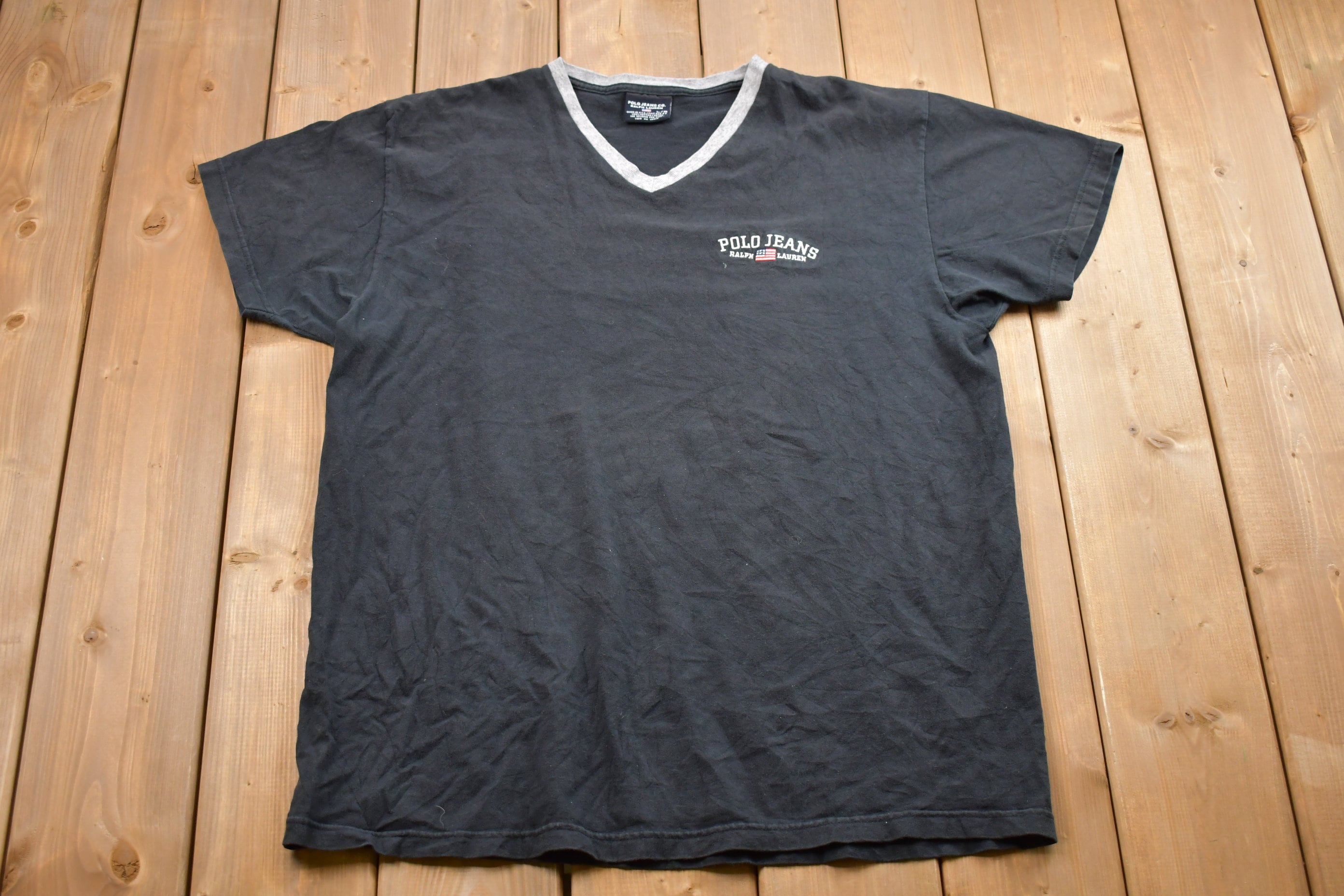 Vintage 1990s Polo Jeans Ralph Lauren Embroidered Graphic T-Shirt