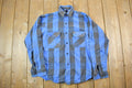 Vintage 1990s Blue Plaid Button Up Flannel Shirt