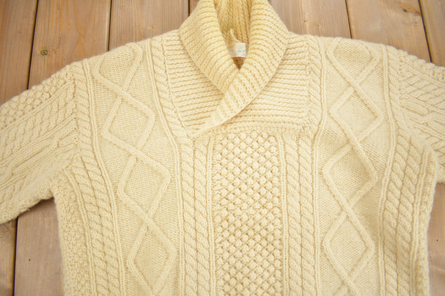 Vintage 1960s Homes Of Donegal 100% Wool Cable Knit Sweater / True Vintage / Outdoorsman / Vintage Knit / Hand Knit