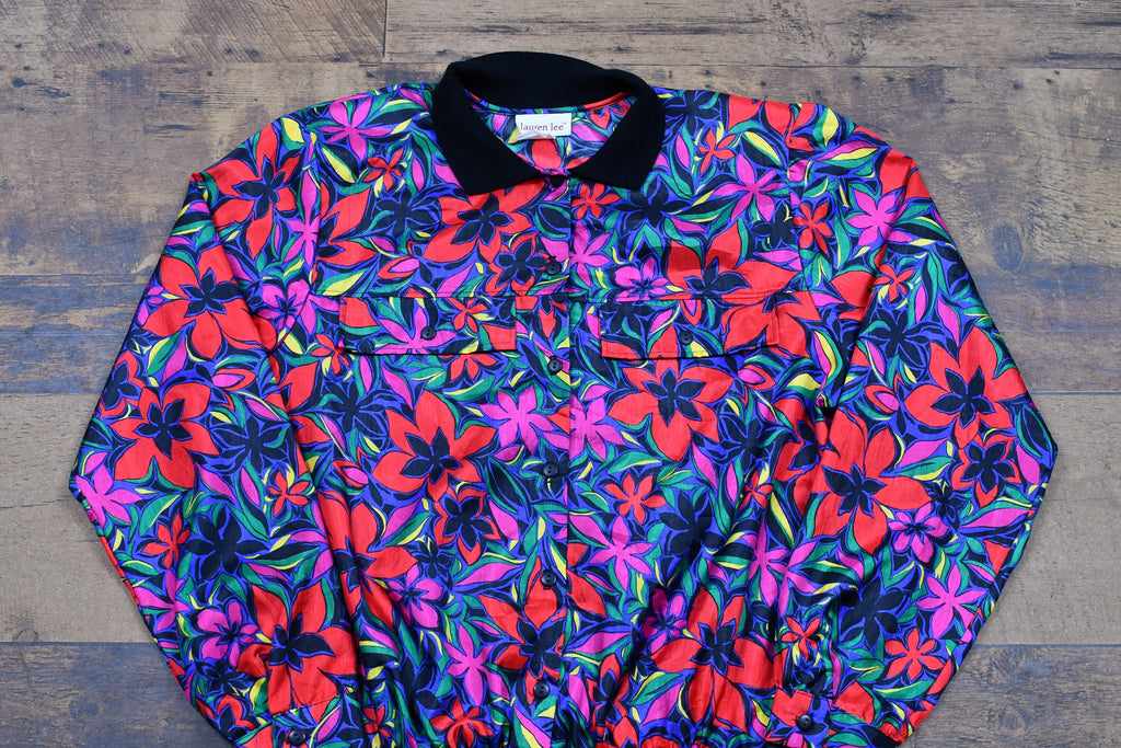 Vintage 1990s Lauren Lee All Over Print Button Up Windbreaker