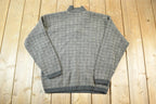 Vintage 1990s TT Quarter Button Knit Abstract Pattern Crewneck Sweater