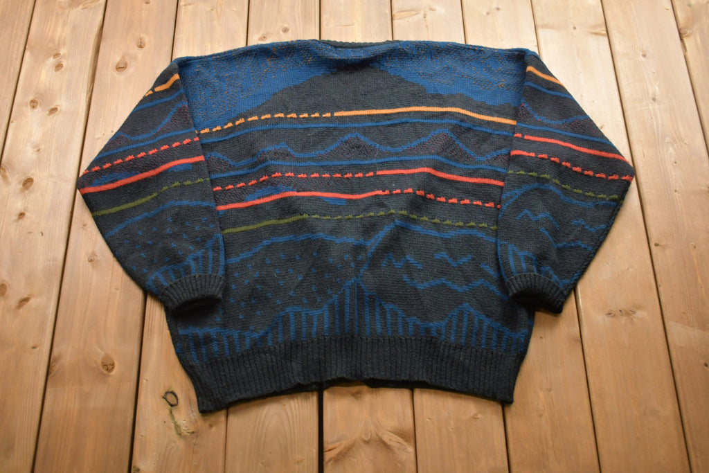 Vintage Knitted Striped Design Cardigan Sweater