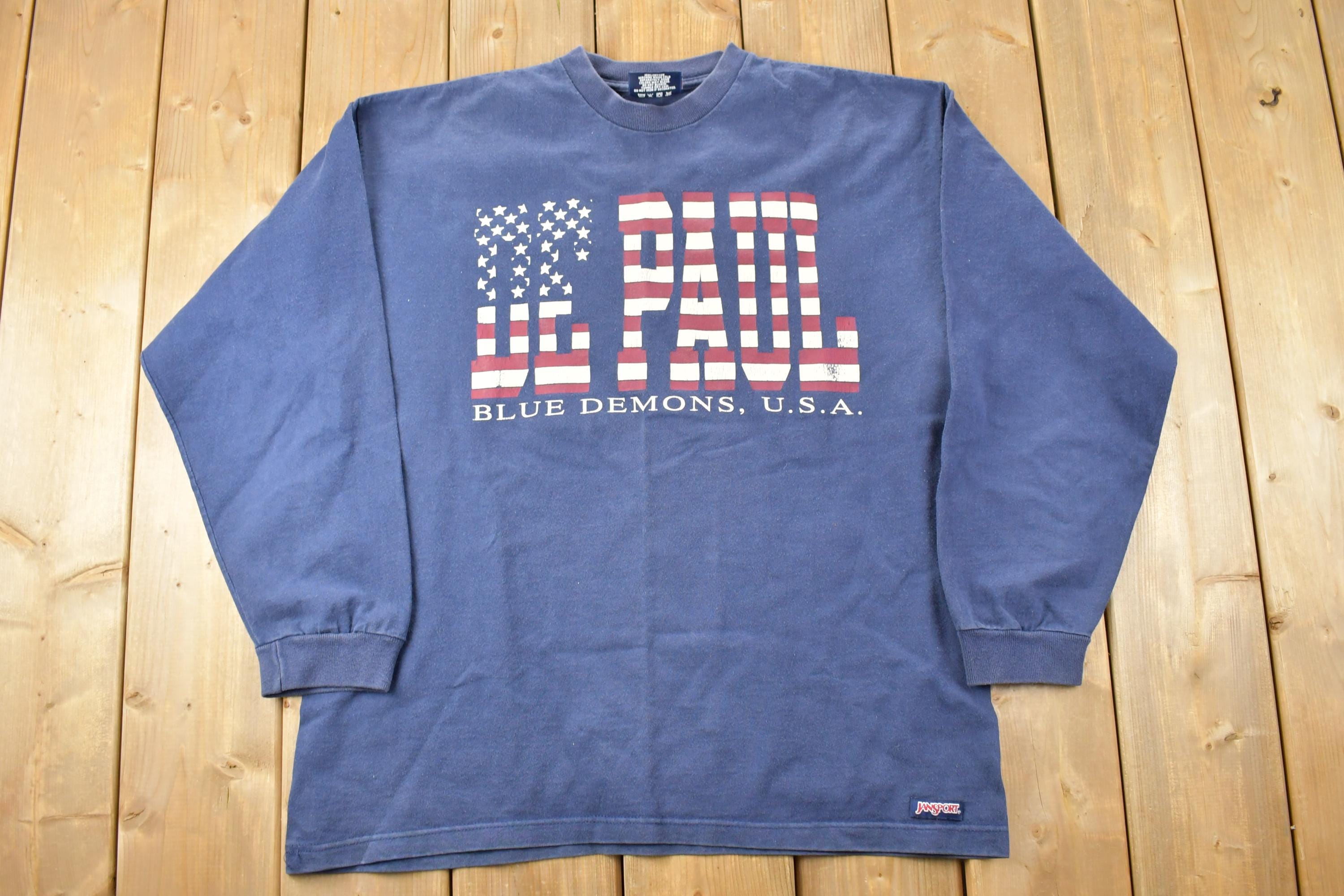 Vintage 1990s De Paul Blue Demons Jansport Crewneck Light Heavy CottonSweatshirt