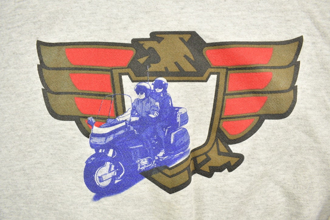 Vintage 1990s Discus Athletic Motorcycle Graphic Crewneck / 90s Pullover Sweatshirt / Streetwear / Made In The USA / Athletic Sportswear