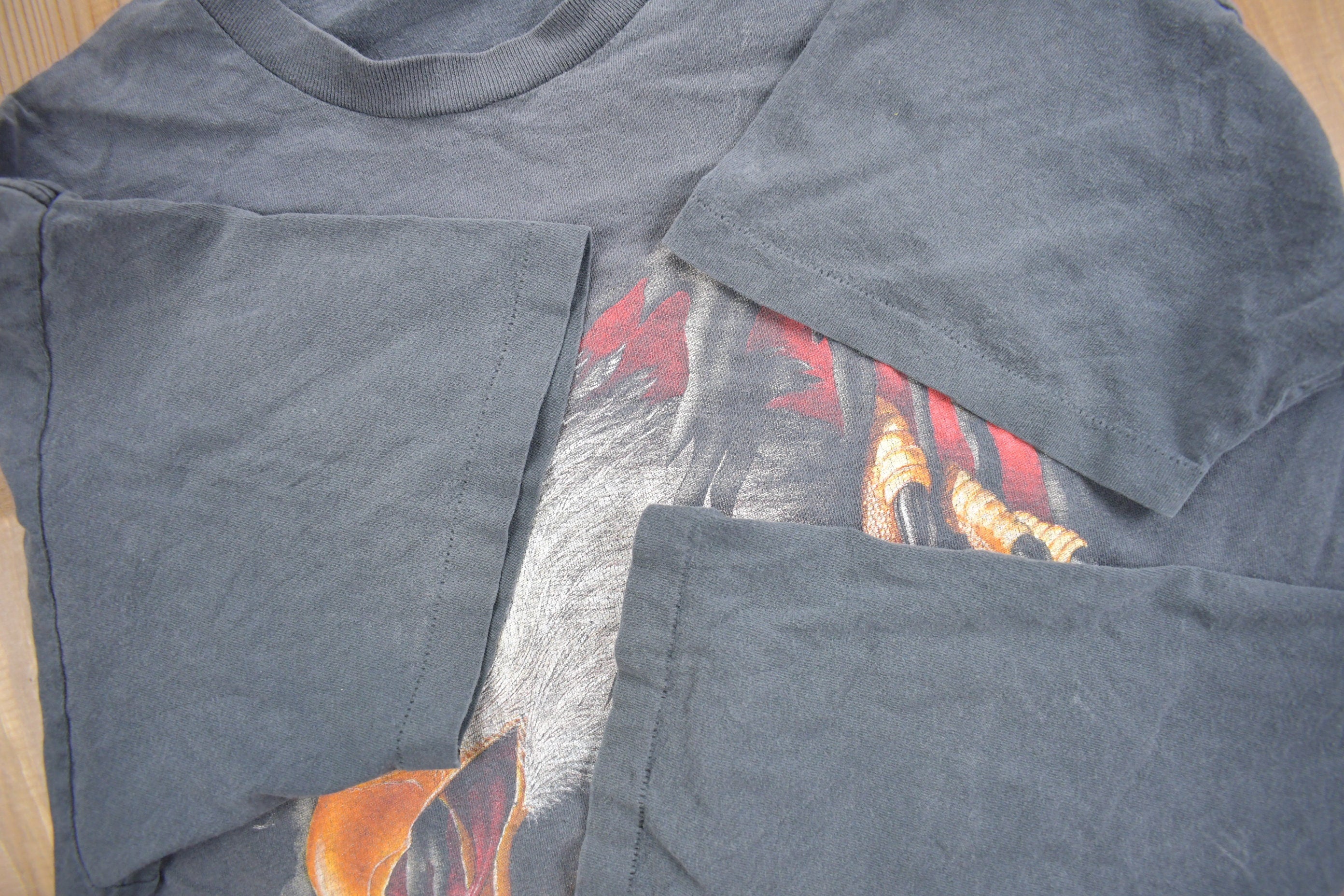 Vintage 1990s American Bald Eagle Graphic Freedom Cycle INC T Shirt