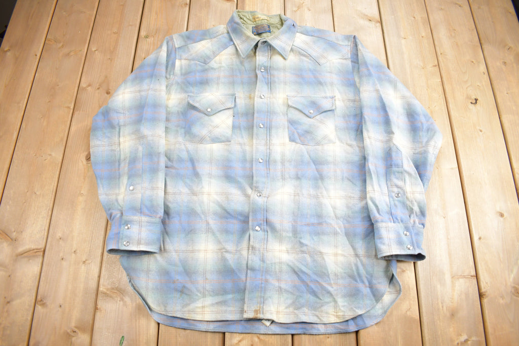 Vintage 1980s Pendleton High Grade Western Wear Plaid Button Up Shirt
