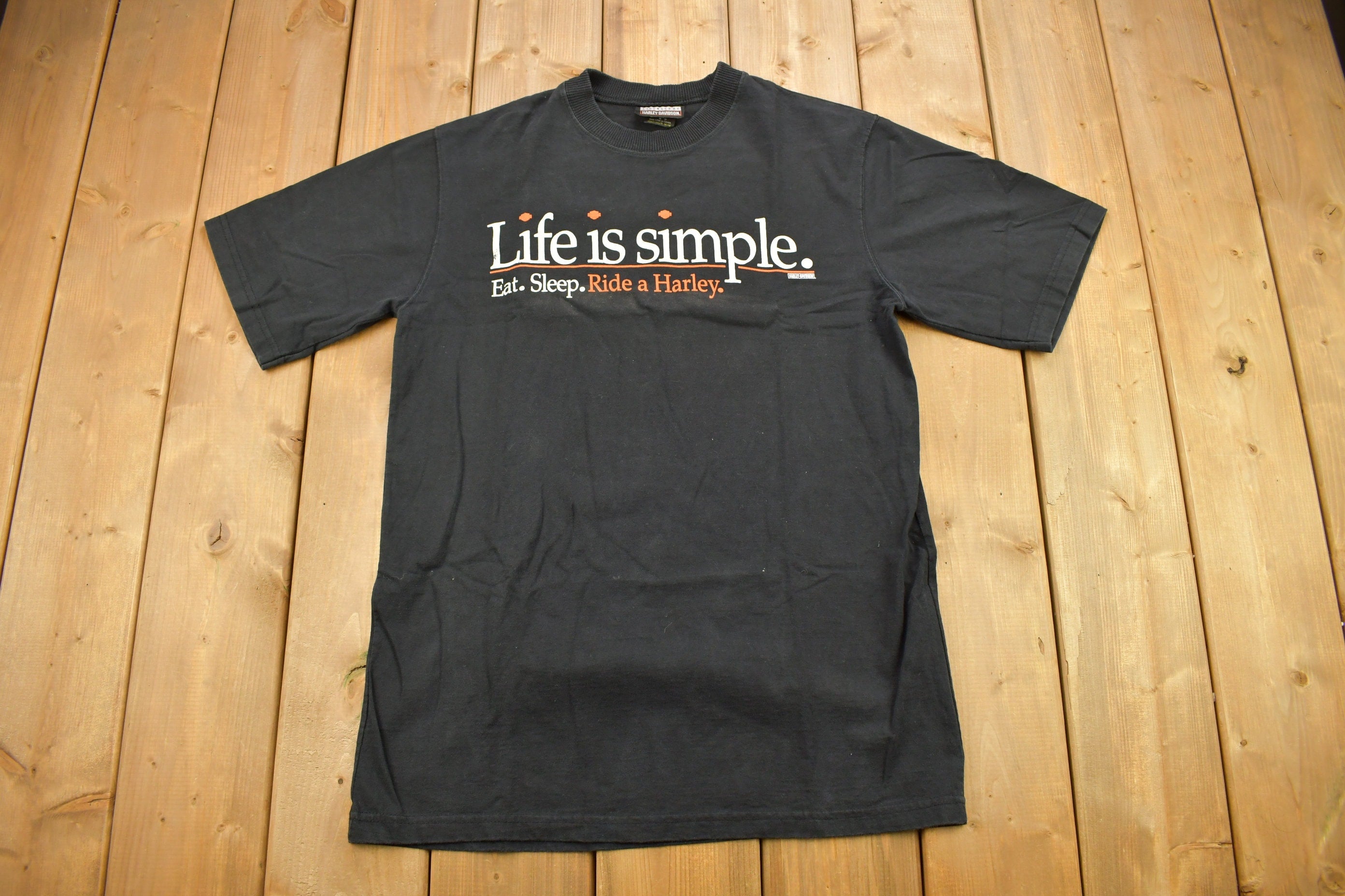 Vintage 1990s Harley Davidson "Life Is Simple Ride A Harley" Niagara Falls T-Shirt