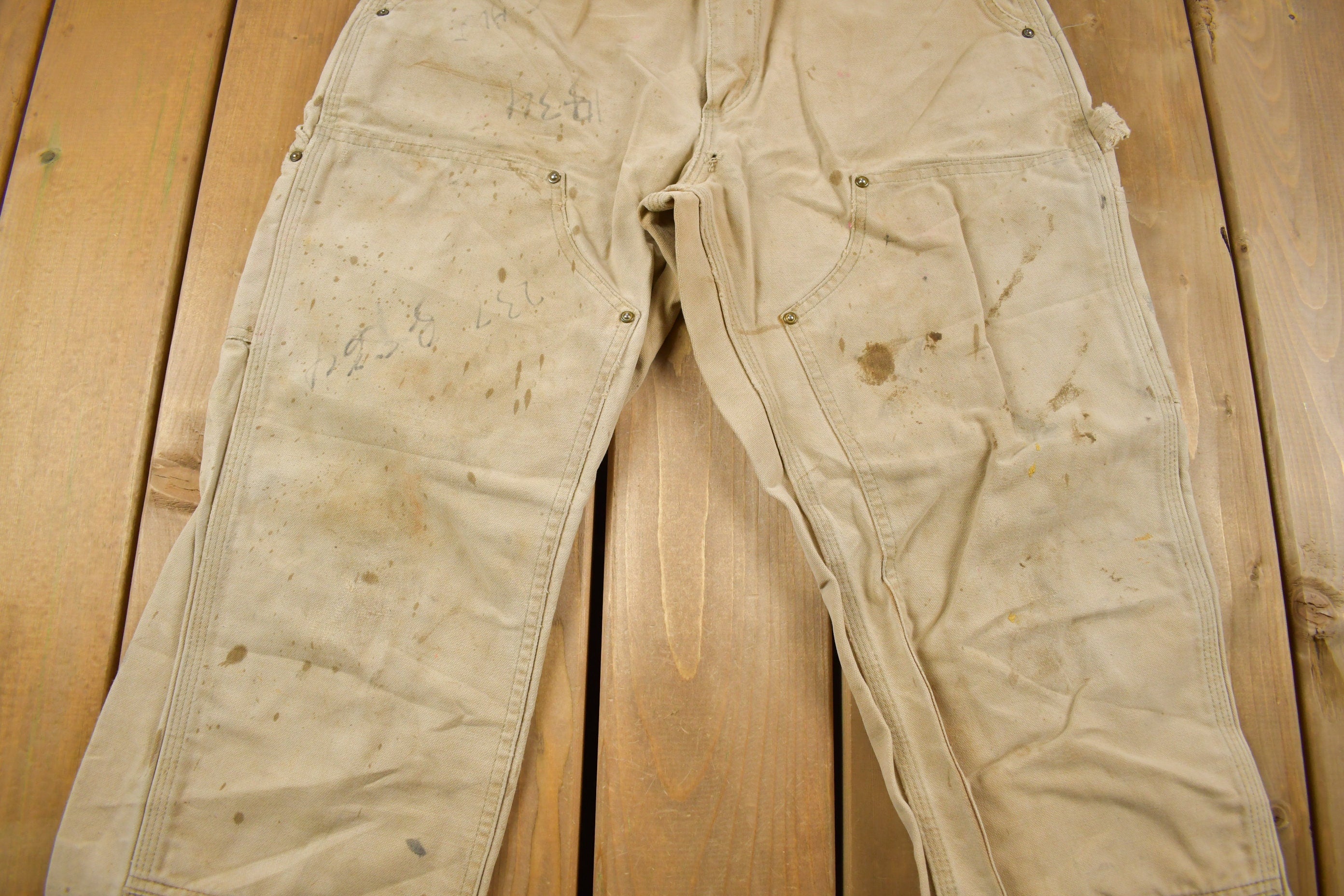 Vintage 1990s Carhartt Thrashed Double Knee Work Pants Size 30 x 26