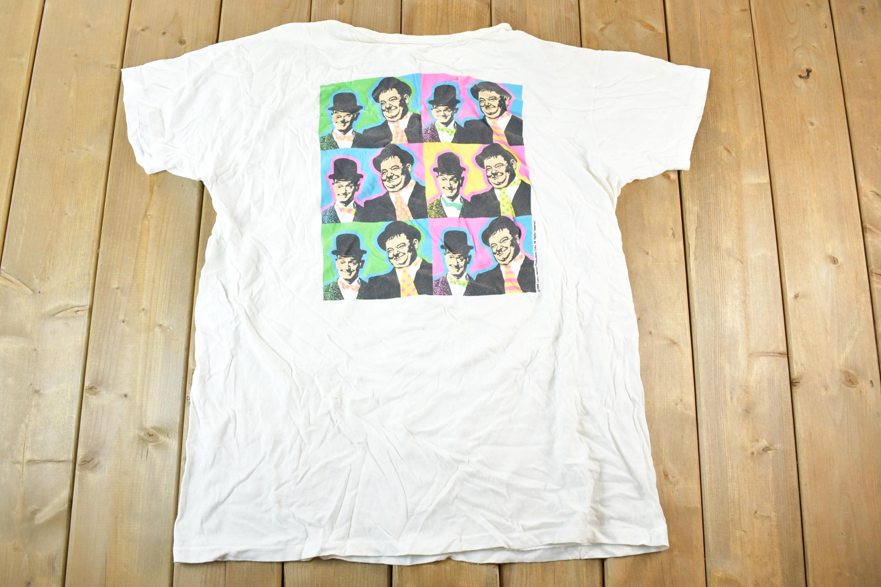 Vintage 1990s Laurel And Hardy Souvenir T-Shirt Men's L / Made In USA / Vintage Vacation Tee / Rare Destination Tee / Summer Shirt