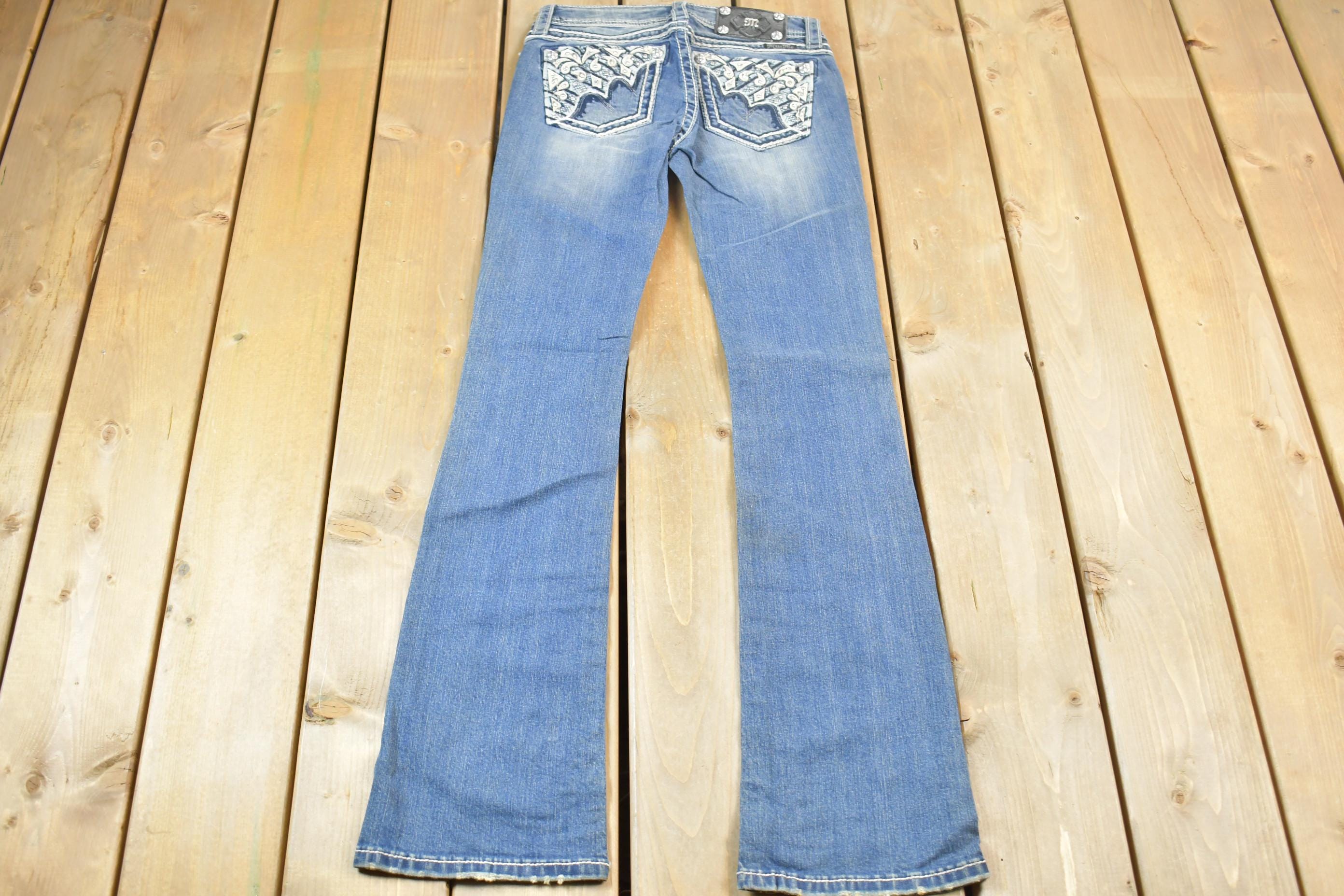 Vintage Y2K Miss Me Bedazzled Low Rise Jeans Size 26x33