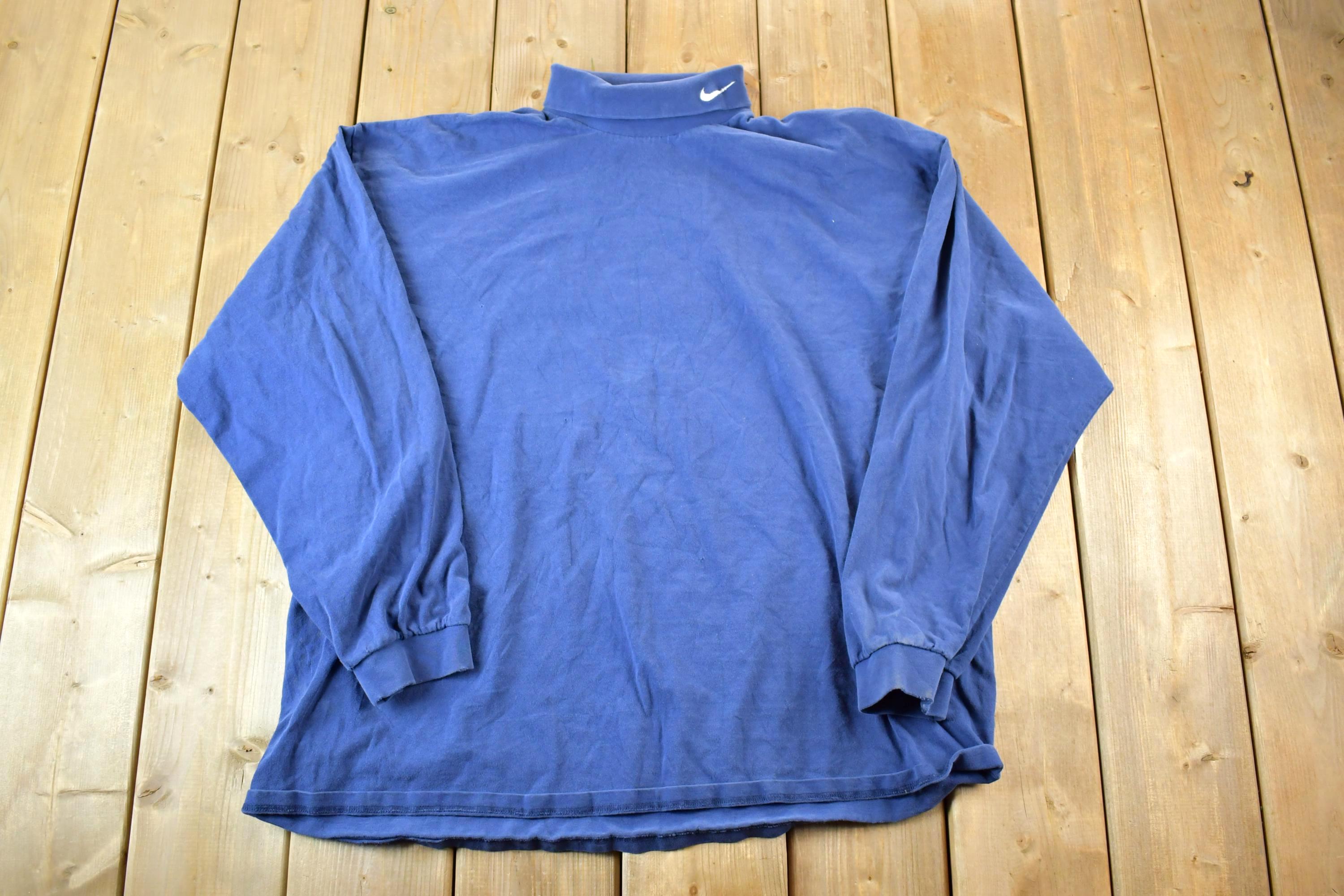 Vintage 1990s Nike Embroidered Mini Swoosh Turtleneck Light Sweatshirt