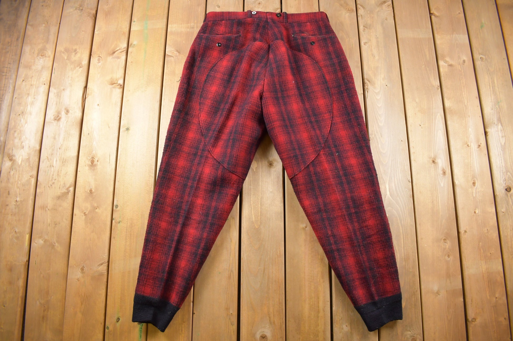 Vintage 1950s Woolrich Red Buffalo Plaid Heavy Pants Size 34 x 30
